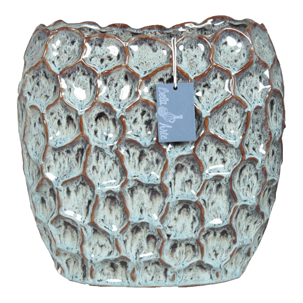 Bloempot Brussel Ovaal - L29 X B17,5 X H26,5cm - Groen -Bloempot Kortings Winkel