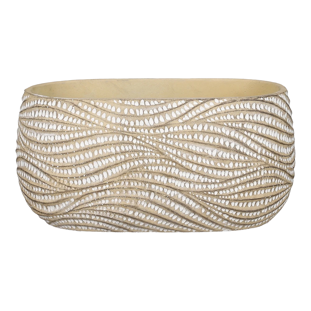 Bloempot Hendrick ovaal - l24,5 x b14,5 x h11,5 - Creme Bloempot Hendrick Ovaal - L24,5 X B14,5 X H11,5 - Creme -Bloempot Kortings Winkel