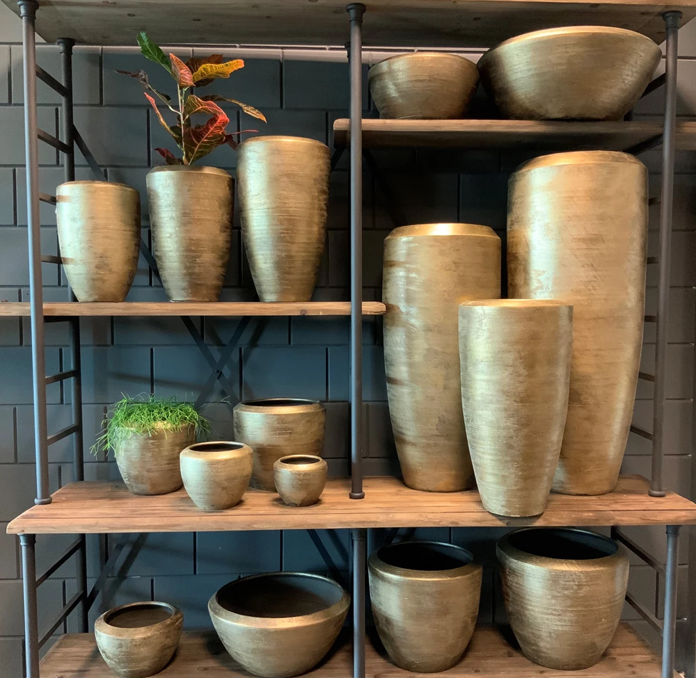 Plantenschaal Kos - d25 x h16cm - Goud Plantenschaal Kos - D25 X H16cm - Goud -Bloempot Kortings Winkel bloempot kos serie goud bloempot 3 1 11