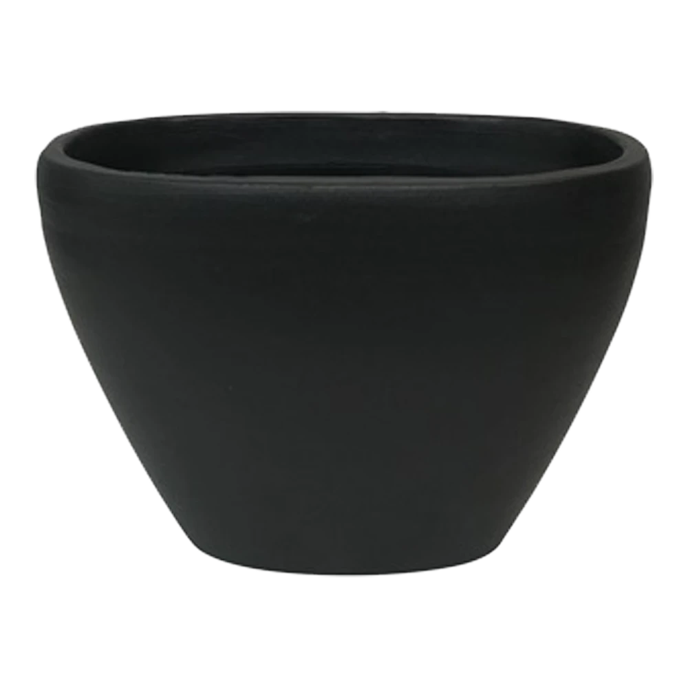 Bloempot Shanon Ovaal - L28 X B16 X H21cm - Mat Zwart -Bloempot Kortings Winkel