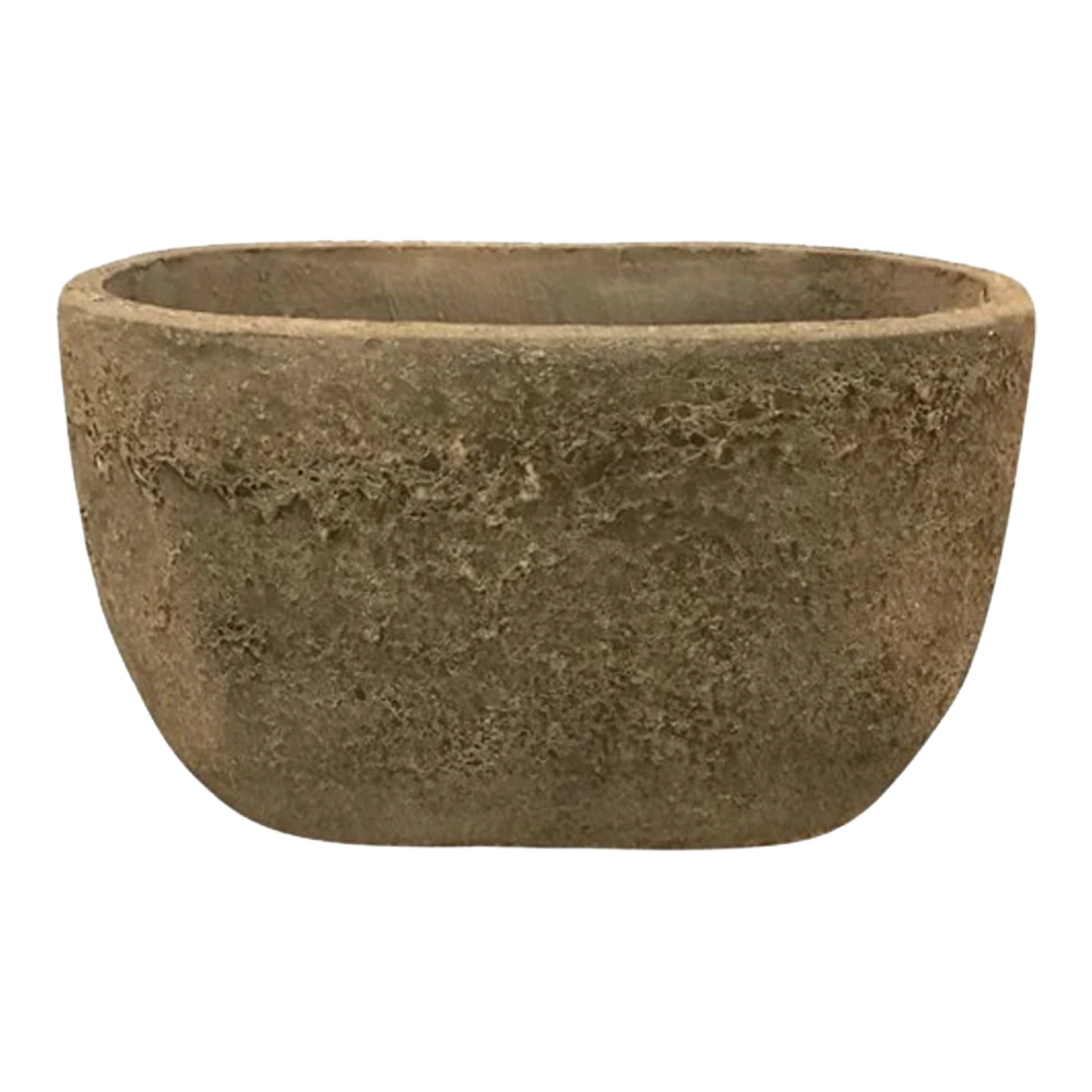 Bloempot Shanon Ovaal - L45 X B18 X H26cm - Earth Groen -Bloempot Kortings Winkel