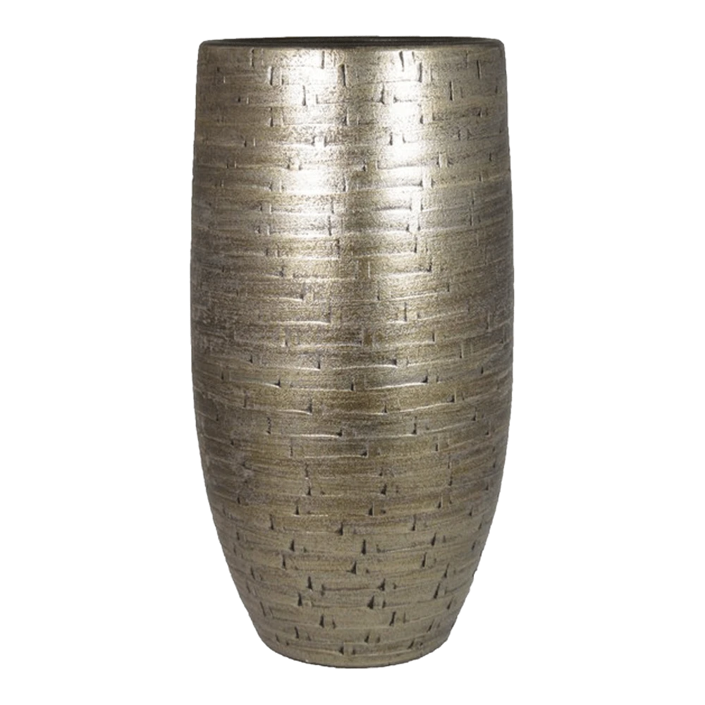 Bloempot Steef Hoog - D26 X H50cm - Industrieel Goud -Bloempot Kortings Winkel