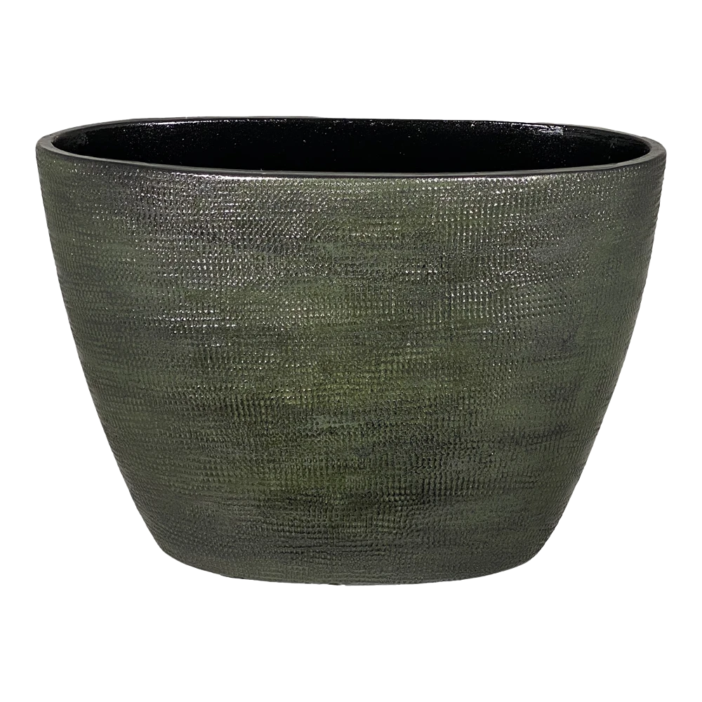 Bloempot Tokio ovaal - l33 x b16 x h26cm - Groen Bloempot Tokio Ovaal - L33 X B16 X H26cm - Groen -Bloempot Kortings Winkel