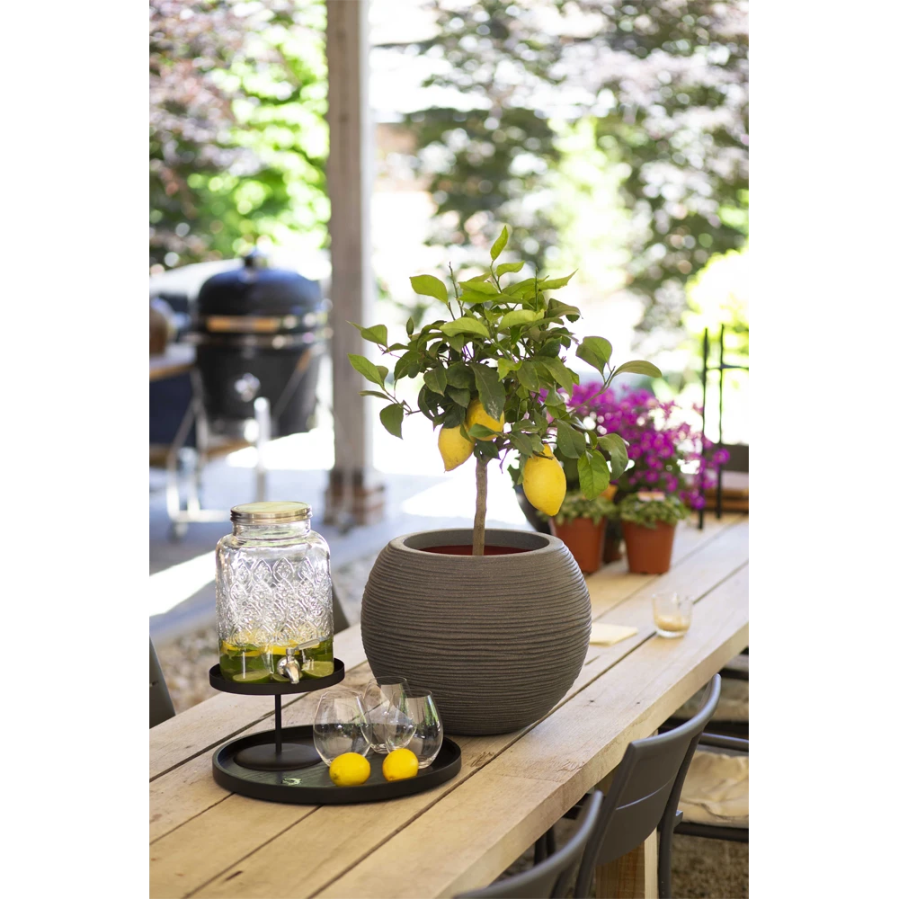 Capi Bloempot Hoog Nature Rib NL - D40 X H32cm - Donkergrijs -Bloempot Kortings Winkel