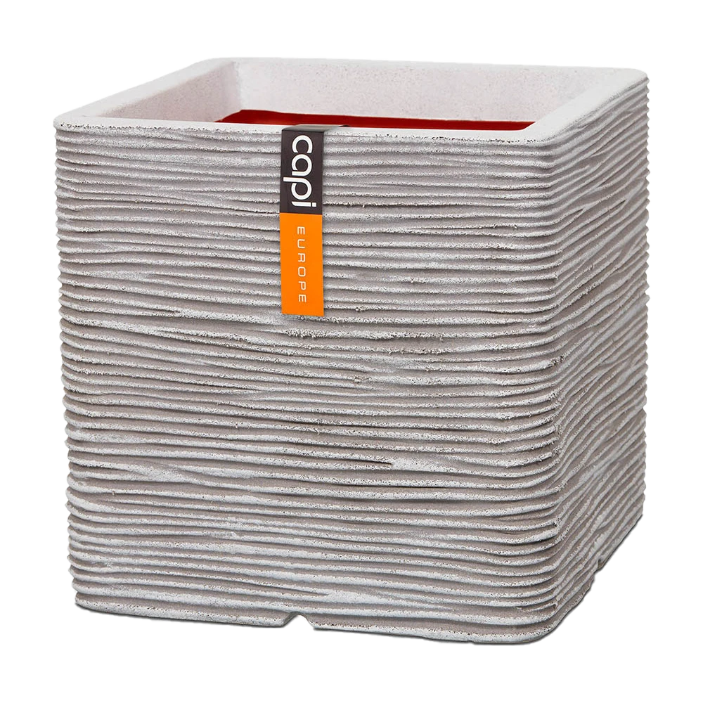 Capi Plantenbak vierkant Nature Rib NL - l30 x b30 x h30cm - Ivoor Capi Plantenbak Vierkant Nature Rib NL - L30 X B30 X H30cm - Ivoor -Bloempot Kortings Winkel