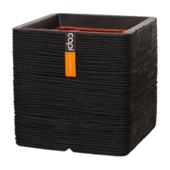 Capi Plantenbak Vierkant Nature Rib NL - L40 X B40 X H40cm - Zwart