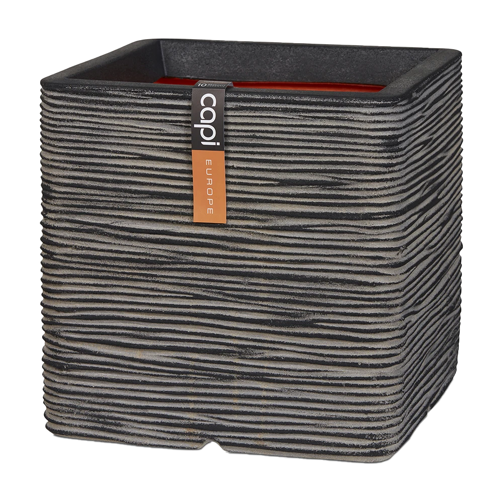 Capi Plantenbak vierkant Nature Rib NL - l50 x b50 x h50cm - Antraciet Capi Plantenbak Vierkant Nature Rib NL - L50 X B50 X H50cm - Antraciet -Bloempot Kortings Winkel