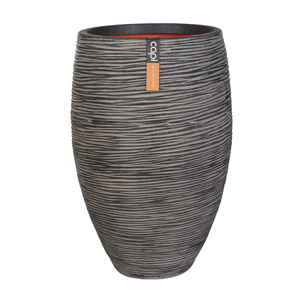 Capi Bloempot hoog Nature Elegant Deluxe Rib NL - d38 x h58cm - Antraciet Capi Bloempot Hoog Nature Elegant Deluxe Rib NL - D38 X H58cm - Antraciet -Bloempot Kortings Winkel