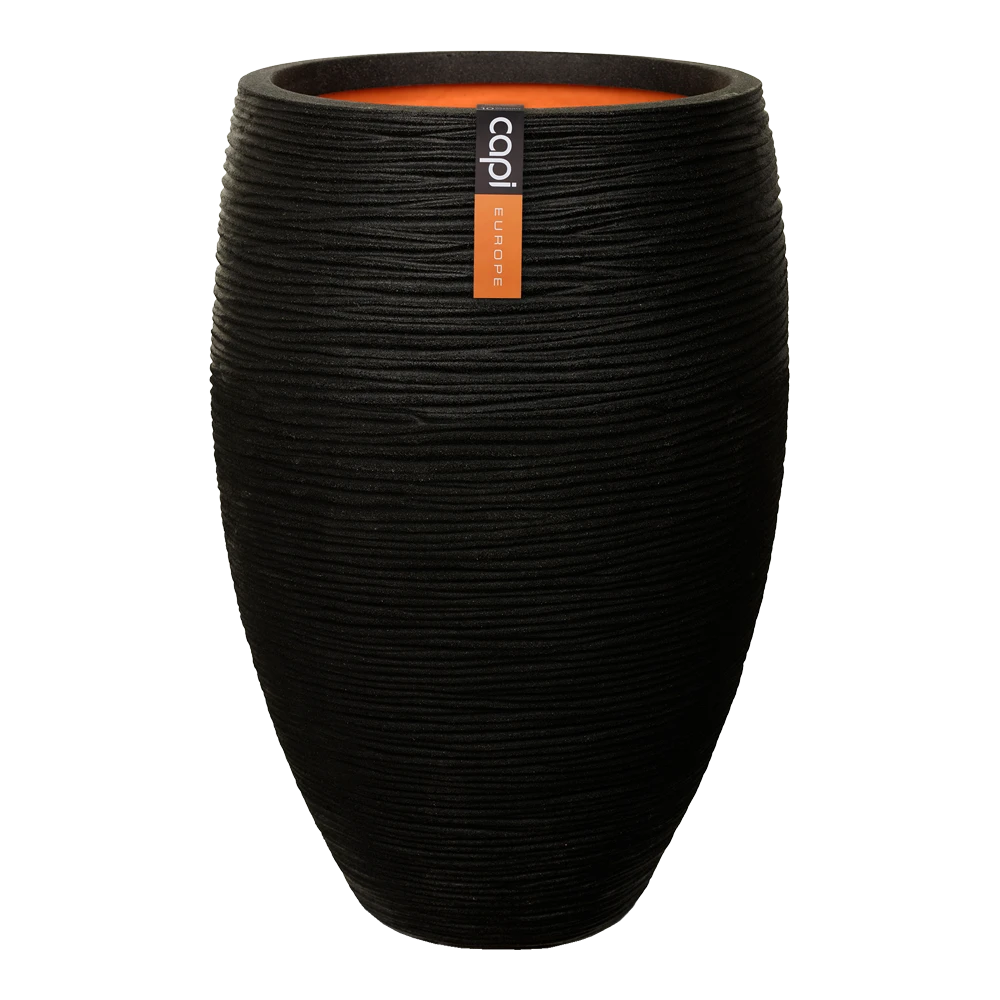 Capi Bloempot hoog Nature Elegant Deluxe Rib NL - d56 x h84cm - Zwart Capi Bloempot Hoog Nature Elegant Deluxe Rib NL - D56 X H84cm - Zwart -Bloempot Kortings Winkel