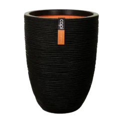 Capi Bloempot Nature Elegant Rib NL - D34 X H46cm - Zwart