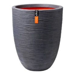 Capi Bloempot Nature Elegant Rib NL - D34 X H46cm - Donkergrijs