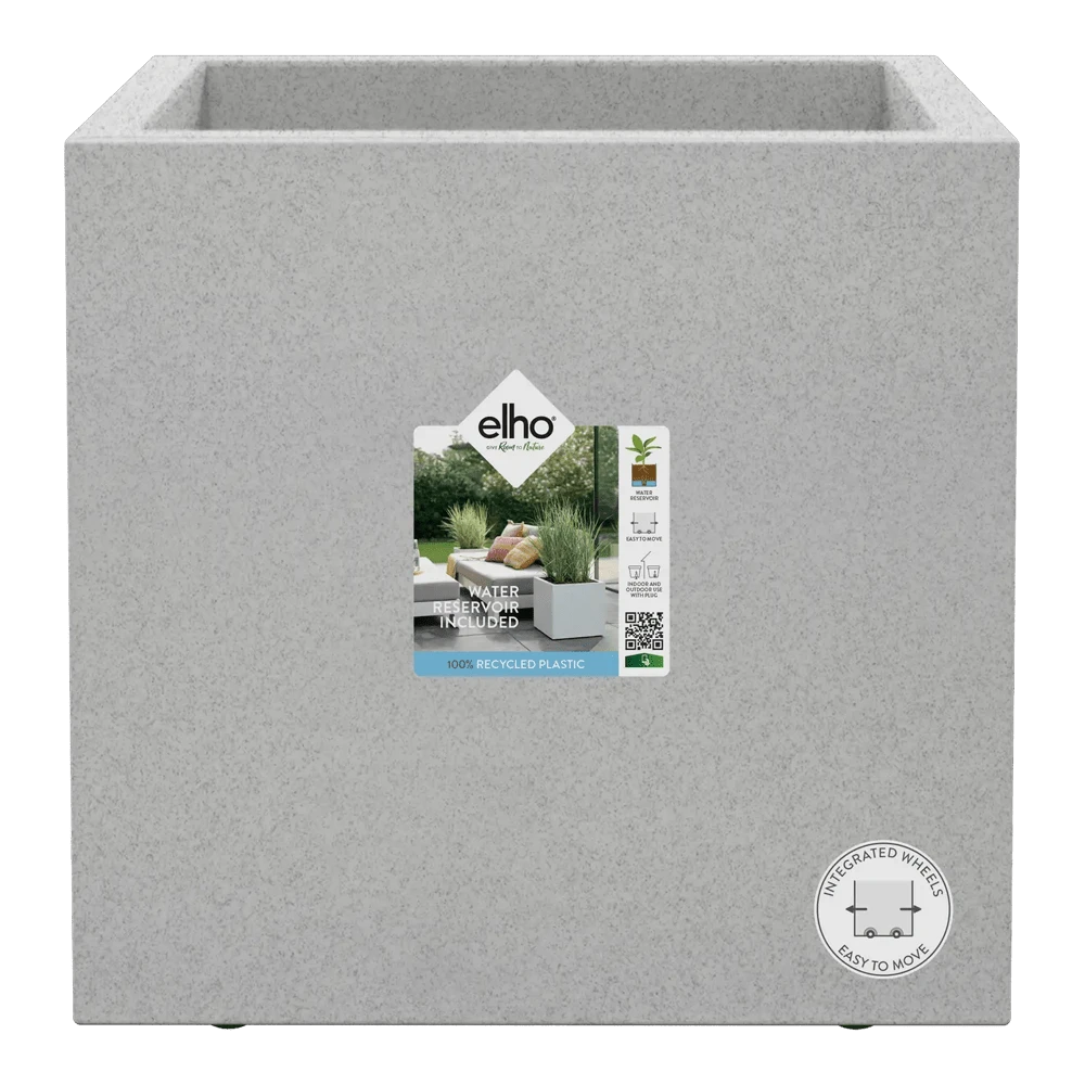 Vivo Next vierkant wielen 30cm - Warm Grijs Elho Vivo Next Vierkant Wielen 30cm - Warm Grijs -Bloempot Kortings Winkel